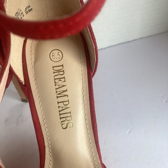 Dream Pairs Hollyn Red Suede Shoes Womens 6.5 Ankle Tie‎ Strappy Heel Pointy Toe - Picture 5 of 9